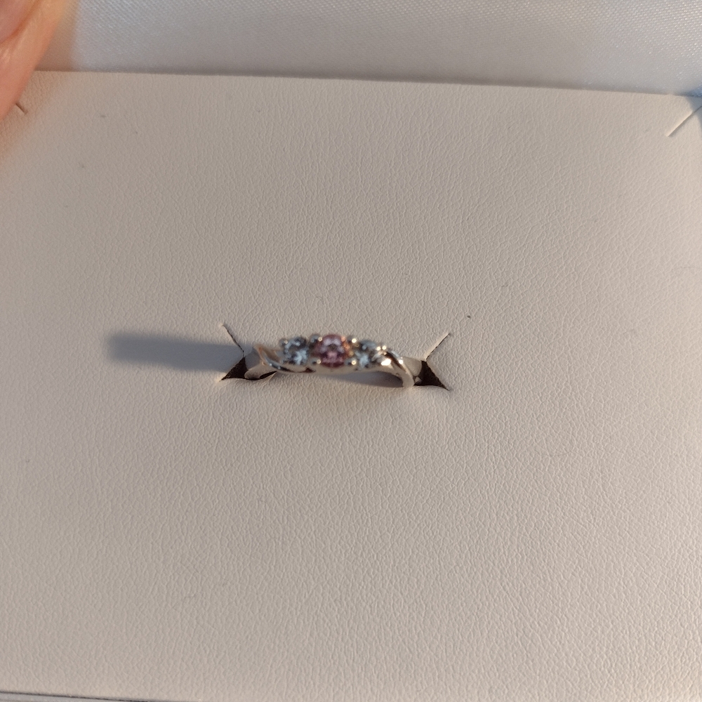 Breat Cancer White&Pink Topaz 925 Silver Joanna Ring Size 6 -Survivor Collection - Picture 7 of 15